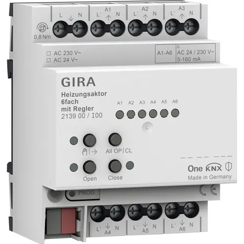 Gira 213900 verwarmingsactor 6-voudig met regelaar voor Gira One en KNX systeem