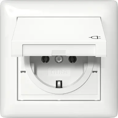 Gira 415703 wandcontactdoos randaarde klapdeksel IP44 compleet Systeem 55 wit glans