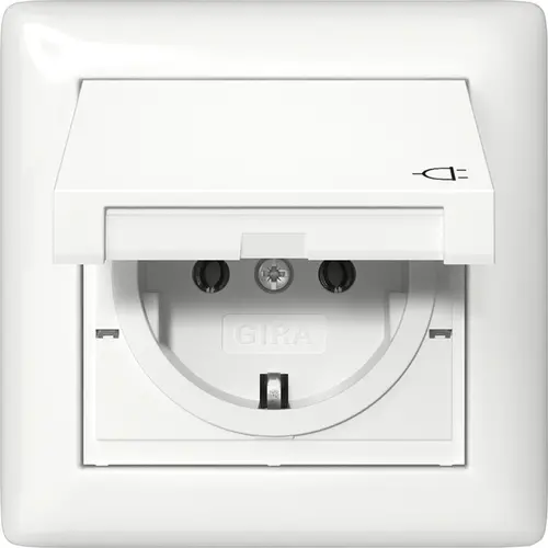 Gira 415703 wandcontactdoos randaarde klapdeksel IP44 compleet Systeem 55 wit glans