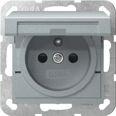 Gira 448826 wandcontactdoos penaarde Belgie klapdeksel verhoogde aanraakbeveiliging Systeem 55 aluminium mat
