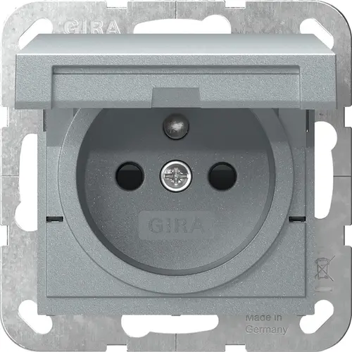 Gira 448826 wandcontactdoos penaarde Belgie klapdeksel verhoogde aanraakbeveiliging Systeem 55 aluminium mat