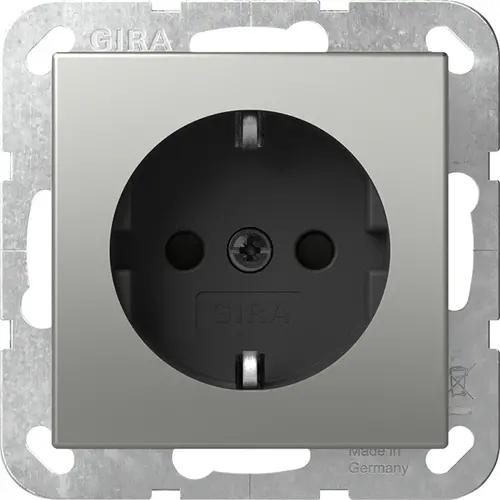 Gira 4188600 wandcontactdoos randaarde met klauwbevestiging Systeem 55 edelstaal