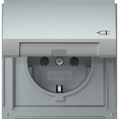 Gira 445465 wandcontactdoos randaarde met klapdeksel TX44 aluminium