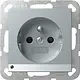 Gira 448926 wandcontactdoos penaarde Belgie verhoogde aanraakbeveiliging met LED orientatielicht Systeem 55 aluminium mat