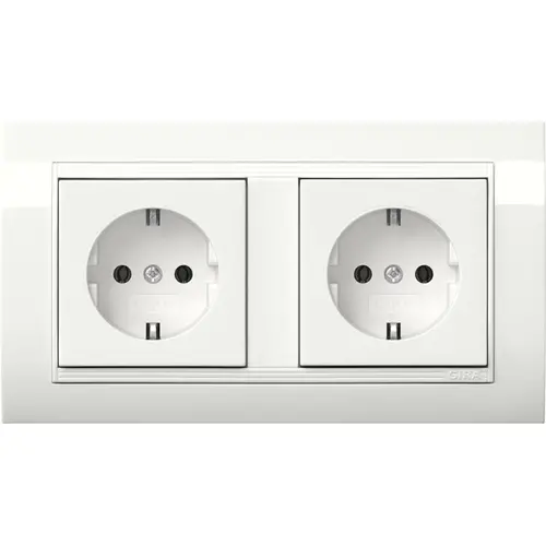 Gira 4921023 wandcontactdoos 2-voudig randaarde compleet wandgoot Type 10 Standaard 55 breed wit glans
