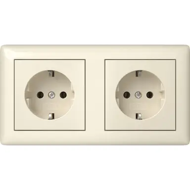 Gira 492501 wandcontactdoos 2-voudig randaarde compleet wandgoot Type 5 Standaard 55 creme glans