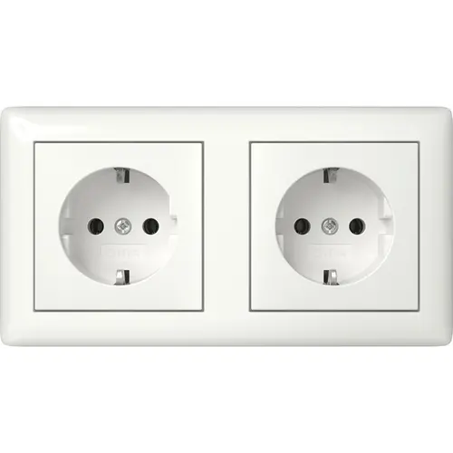 Gira 492503 wandcontactdoos 2-voudig randaarde compleet wandgoot Type 5 Standaard 55 wit glans