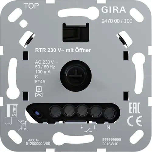 Gira 247000 basiselement ruimtetemperatuurregelaar 230V met verbreekcontact