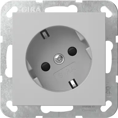 Gira 4418015 wandcontactdoos randaarde met verhoogde aanraakbeveiliging 30 graden gedraaid Systeem 55 grijs mat