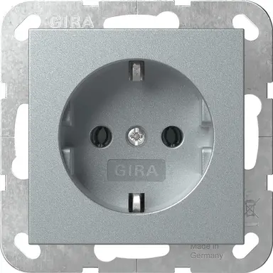 Gira 418826 wandcontactdoos randaarde met klauwbevestiging Systeem 55 aluminium mat