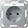 Gira 445726 wandcontactdoos randaarde met tekstkader Systeem 55 aluminium mat