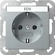 Gira 445726 wandcontactdoos randaarde met tekstkader Systeem 55 aluminium mat