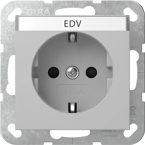 Gira 4462015 wandcontactdoos randaarde met verhoogde aanraakbeveiliging en tekstkader Systeem 55 grijs mat
