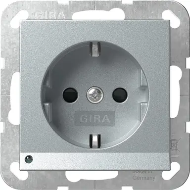 Gira 417026 wandcontactdoos RA met verhoogde aanraakbeveiliging LED-orientatielicht Systeem 55 aluminium mat