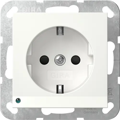 Gira 417027 wandcontactdoos RA met verhoogde aanraakbeveiliging LED-orientatielicht Systeem 55 wit mat