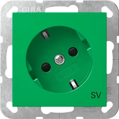 Gira 4418107 wandcontactdoos randaarde met verhoogde aanraakbeveiliging 30 graden gedraaid Systeem 55 groen