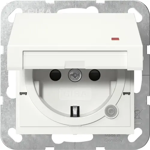 Gira 455203 wandcontactdoos randaarde met verhoogde aanraakbeveiliging klapdeksel en controlelamp Systeem 55 wit glans