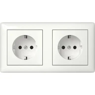 Gira 482103 wandcontactdoos 2-voudig randaarde compleet voorbedraad Type 10 Systeem 55 wit glans