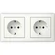Gira 482103 wandcontactdoos 2-voudig randaarde compleet voorbedraad Type 10 Systeem 55 wit glans