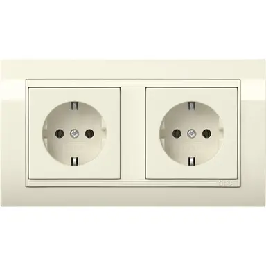 Gira 4921021 wandcontactdoos 2-voudig randaarde compleet wandgoot Type 10 Standaard 55 breed creme glans