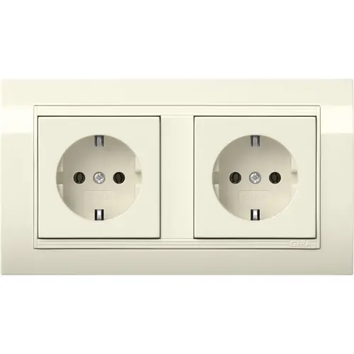 Gira 4921021 wandcontactdoos 2-voudig randaarde compleet wandgoot Type 10 Standaard 55 breed creme glans