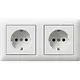 Gira 479303 wandcontactdoos randaarde set 2-voudig compleet voorbedraad Systeem 55 wit glans