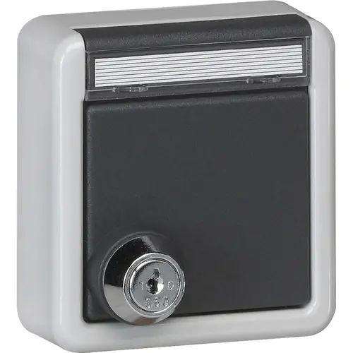 Gira 456735 wandcontactdoos randaarde klapdeksel tekstkader en slot opbouw IP44
