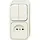Busch-Jaeger 2601/5/2300 AP-500 combinatie serieschakelaar/wandcontactdoos zonder randaarde opbouw AP plus creme