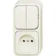 Busch-Jaeger 2601/5/2300 AP-500 combinatie serieschakelaar/wandcontactdoos zonder randaarde opbouw AP plus creme