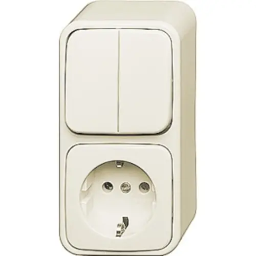Busch-Jaeger 2601/5/2300 EAP500 combinatie serieschakelaar/wandcontactdoos met randaarde opbouw AP plus creme