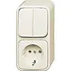 Busch-Jaeger 2601/5/2300 EAP500 combinatie serieschakelaar/wandcontactdoos met randaarde opbouw AP plus creme