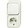 Busch-Jaeger 2601/6/2300 EAP500 combinatie wisselschakelaar/wandcontactdoos met randaarde opbouw AP plus creme