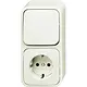 Busch-Jaeger 2601/6/2300 EAP500 combinatie wisselschakelaar/wandcontactdoos met randaarde opbouw AP plus creme