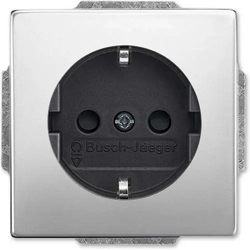 Busch-Jaeger 20 EUCKS-866 wandcontactdoos randaarde kindveilig Pure Stainless Steel