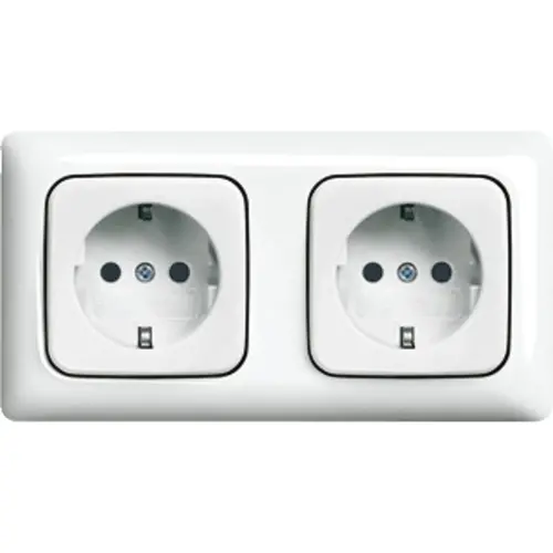 Busch-Jaeger 20-2 EUCJ-214K-503 wandcontactdoos 2-voudig randaarde voorbedraad voor duo-inbouwdoos Reflex SI Linear