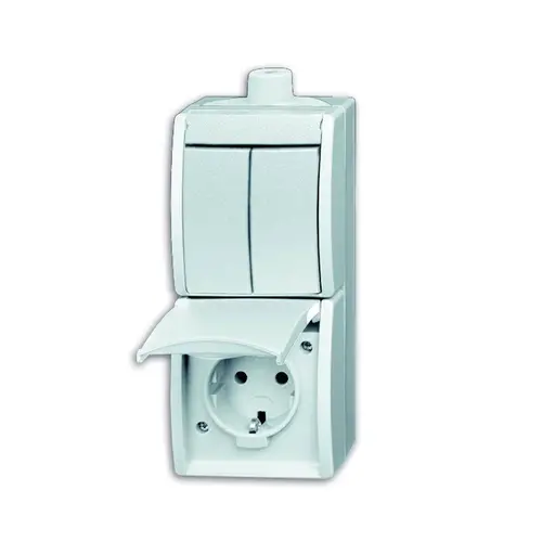 Busch-Jaeger 2601/5/20EW-54-503 combinatie serie-schakelaar/wandcontactdoos Ocean IP44 alpinwit
