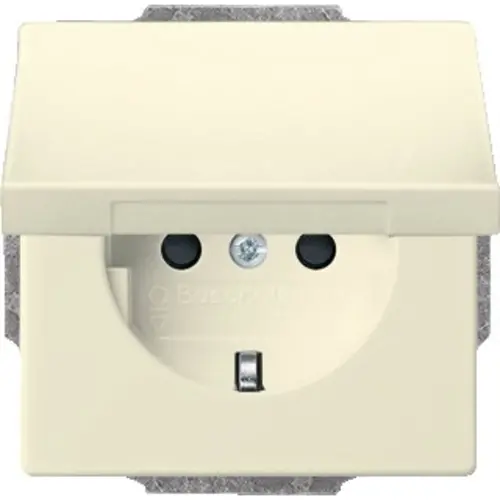 Busch-Jaeger 20 EUK-82 wandcontactdoos randaarde klapdeksel kindveilig Future Linear creme glanzend