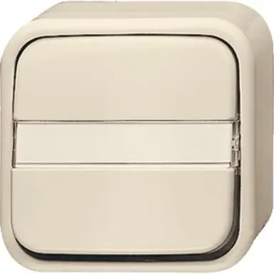 Busch-Jaeger 2601/6 NAP/11-503 wisselschakelaar met tekstvlak opbouw AP plus creme