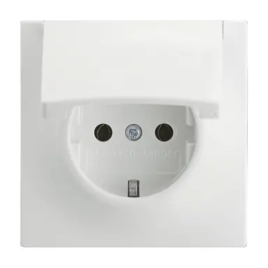 Busch-Jaeger 20 EUK-774 wandcontactdoos 1-voudig randaarde met klapdeksel Impuls studiowit mat OP=OP