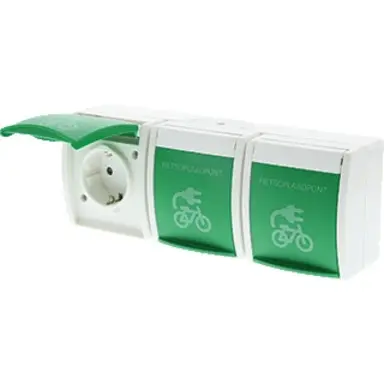 Busch-Jaeger MU2300/3 EBW-54 FIETS wandcontactdoos 3-voudig fietsoplaadpunt Ocean IP44