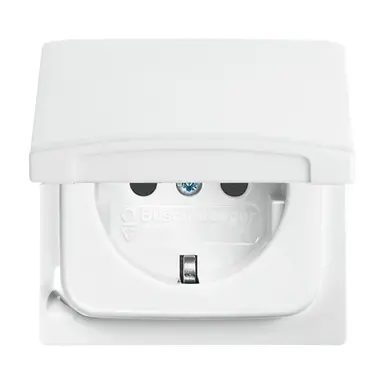 Busch-Jaeger 20EUGRK-34-101-503 wandcontactdoos randaarde klapdeksel IP44 alpinwit