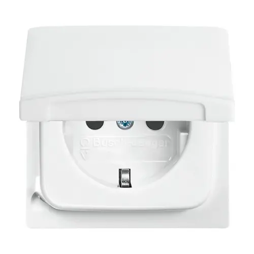 Busch-Jaeger 20EUGRK-34-101-503 wandcontactdoos randaarde klapdeksel IP44 alpinwit