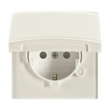 Busch-Jaeger 20EUGRK-32-101-503 wandcontactdoos randaarde klapdeksel IP44 creme