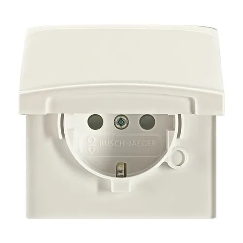 Busch-Jaeger 20EUGRK-32-101-503 wandcontactdoos randaarde klapdeksel IP44 creme