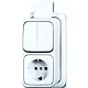 Busch-Jaeger 2601/5/2300 EAPJW combinatie serieschakelaar/wandcontactdoos met randaarde K/P-25 opbouw AP plus wit