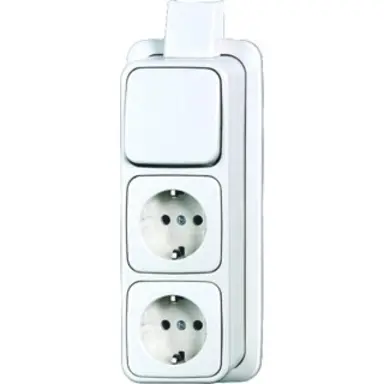 Busch-Jaeger 2601/6/2300/2EAPJW combinatie wisselschakelaar/2x wandcontactdoos RA K/P-25 opbouw AP plus wit