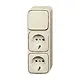 Busch-Jaeger 2601/6/2300/2 EAP combinatie wisselschakelaar/2x wandcontactdoos RA opbouw AP plus creme