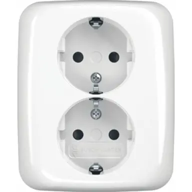 Busch-Jaeger 202 EUJB-214 wandcontactdoos 2-voudig randaarde kindveilig voor enkele inbouwdoos Reflex SI