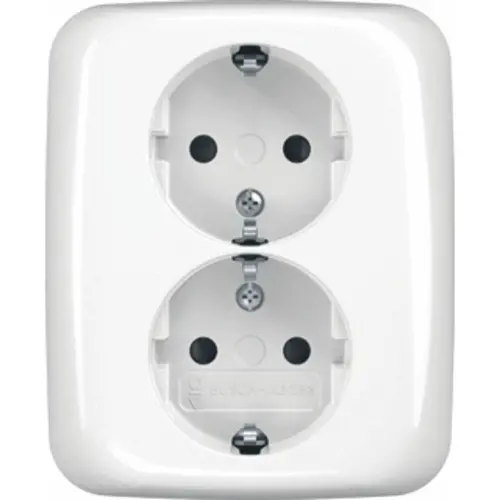 Busch-Jaeger 202 EUJB-214 wandcontactdoos 2-voudig randaarde kindveilig voor enkele inbouwdoos Reflex SI