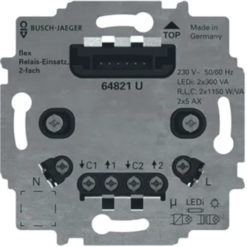 Busch-Jaeger 64821 U relaissokkel flex 2-voudig